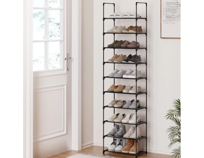 Artiss Shoe Rack 10-tier 20 Pairs DIY Stackable Black Dunn