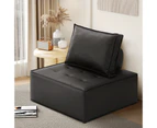 Oikiture 1PC Modular Sofa Lounge Chair Armless TOFU Back PU Leather Black