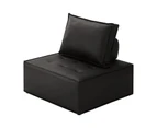 Oikiture 1PC Modular Sofa Lounge Chair Armless TOFU Back PU Leather Black