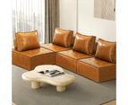 Oikiture 4PC Modular Sofa Lounge Chair Armless TOFU Back PU Leather Brown