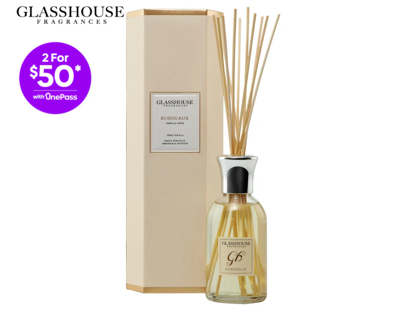 Glasshouse Fragrances Bordeaux Vanilla Noir Triple Strength Reed Diffuser 250mL