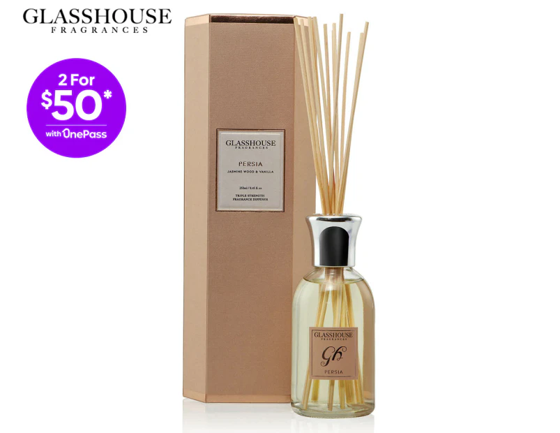 Glasshouse Fragrances Persia Jasmine Wood & Vanilla Triple Strength Reed Diffuser 250mL