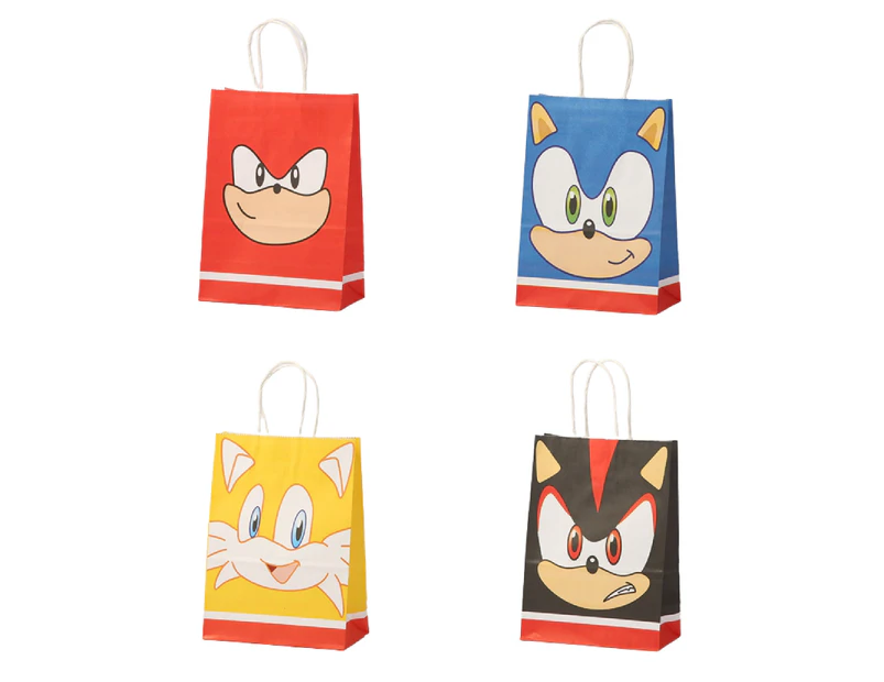 12PC Sonic the Hedgehog Face Paper Lolly Loot Bag Gift Bag Kids Birthday Decorations
