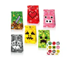 12PC Minecraft Paper Lolly Loot Bag & Stickers Gift Bag Kids Birthday Decorations