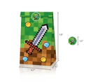 12PC Minecraft Paper Lolly Loot Bag & Stickers Gift Bag Kids Birthday Decorations
