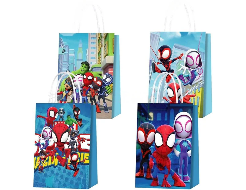 12PC Spidey & Friends Paper Lolly Loot Bag Gift Bag Kids Birthday Decorations