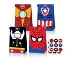 12PC Thor Ironman Captain America Spiderman Paper Lolly Loot Bag & Stickers Gift Bag Kids Birthday Decorations