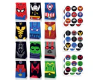 12PC Superheroes Paper Lolly Loot Bag & Stickers Gift Bag Kids Birthday Decorations