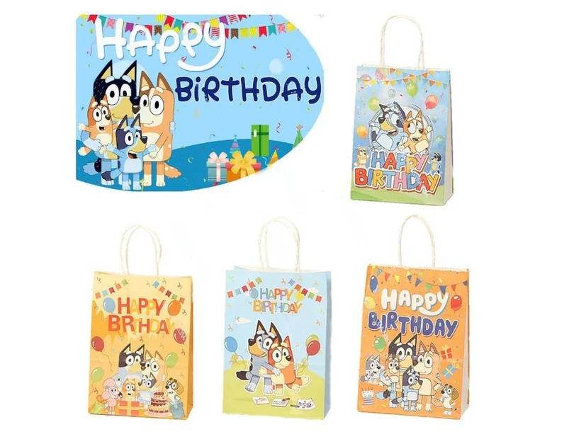 12PC Bluey Paper Lolly Loot Bag Gift Bag Kids Birthday Decorations