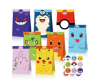 12PC Pokemon Paper Lolly Loot Bag & Stickers Gift Bag Kids Birthday Decorations