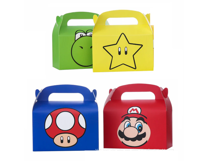 12PC Mario Face Lolly Loot Box Bag Candy Favour Box Party Supplies Decorations