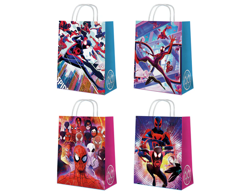 12PC Miles Morales Spiderman Spiderverse Paper Lolly Loot Bag Gift Bag Kids Birthday Decorations
