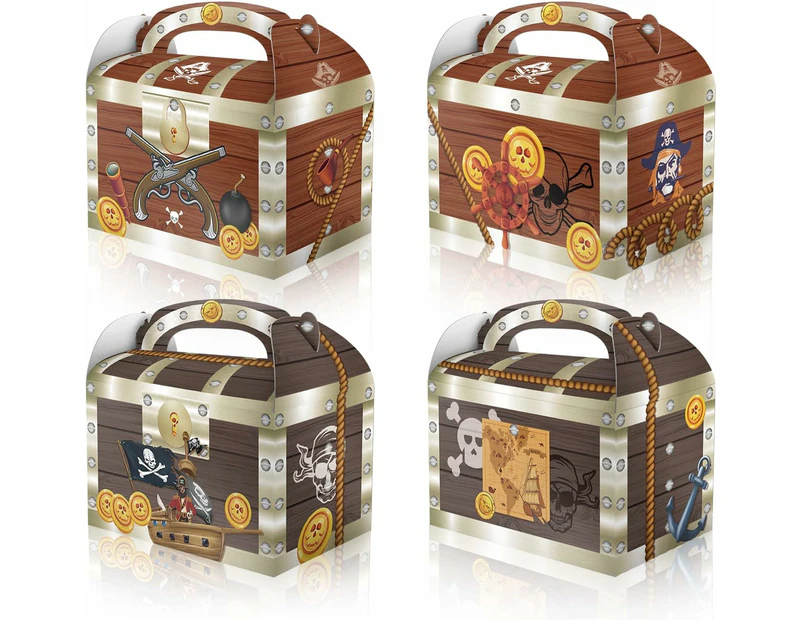 12PC Pirate Treasure Chest Lolly Loot Box Bag Candy Favour Box Party Supplies Decorations