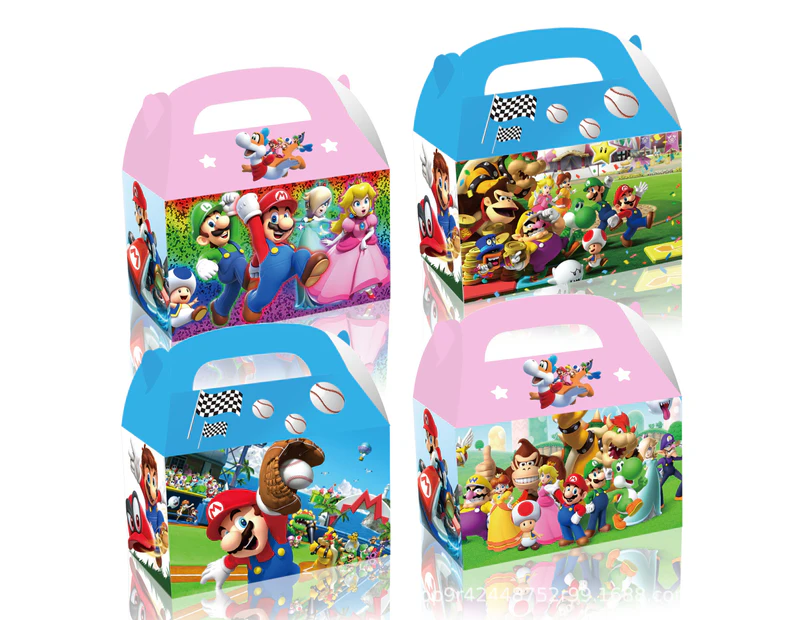 12PC Mario Party Lolly Loot Box Bag Candy Favour Box Party Supplies Decorations