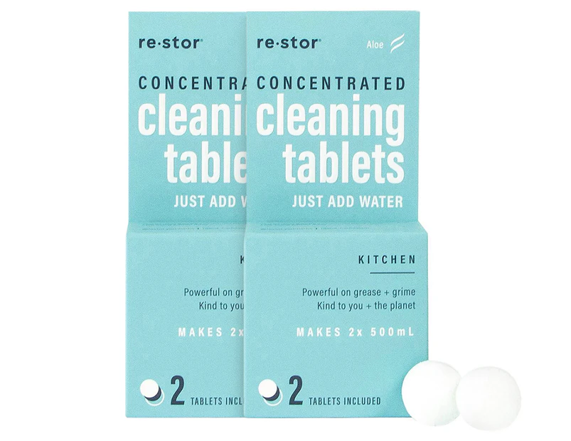 2 x 2pk Re.Stor Kitchen Concentrated Cleaning Tablets Aloe