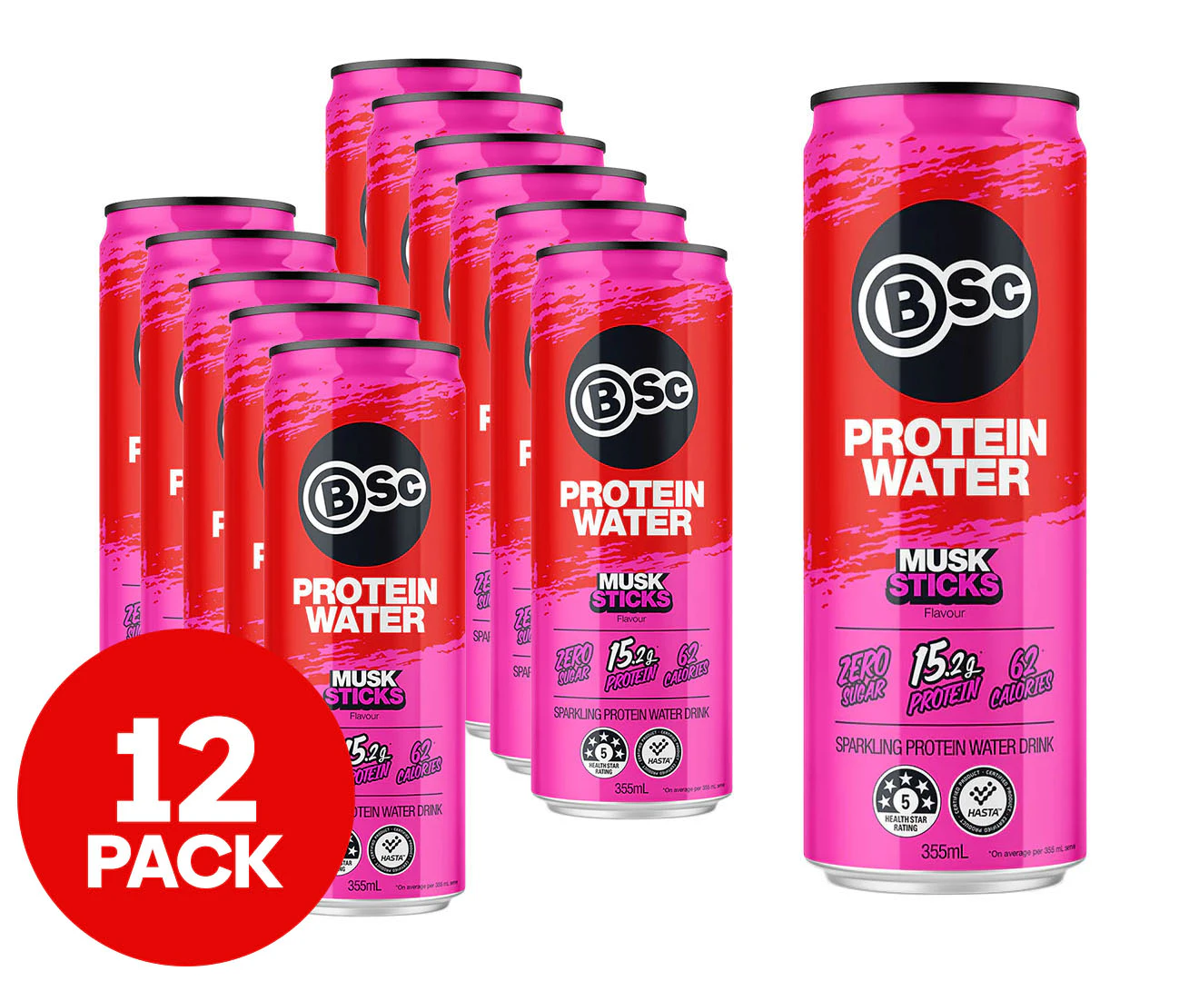 12 x BSc Protein Water Musk Sticks 355mL