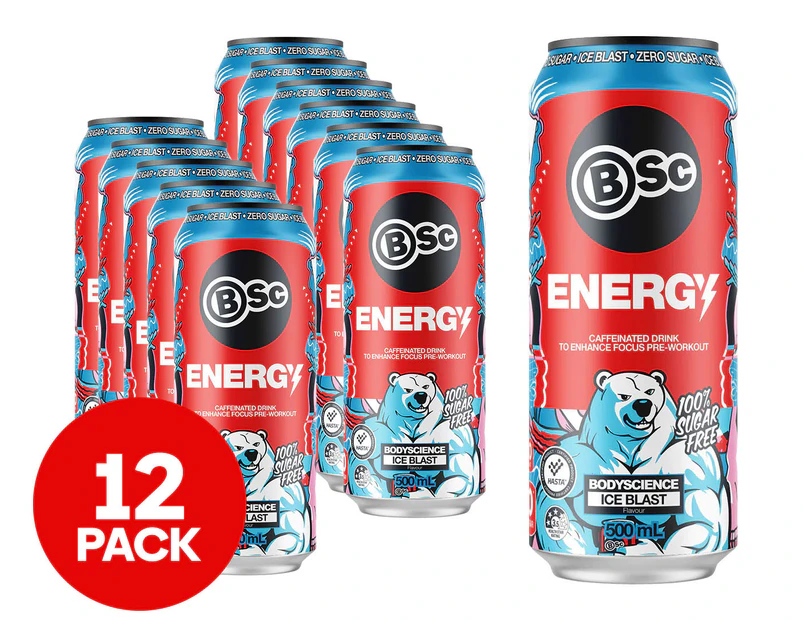 12 x BSc Energy Drink Ice Blast 500mL