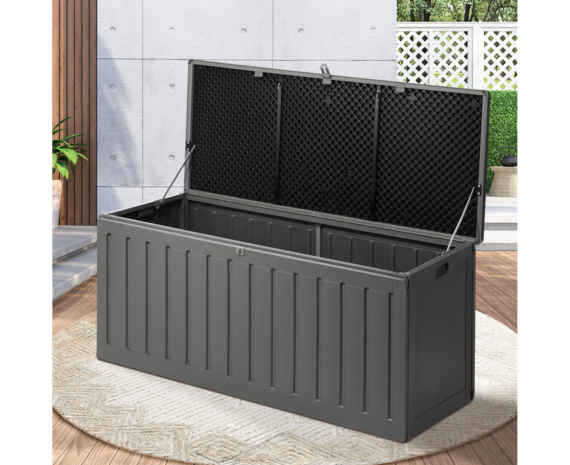 Livsip Outdoor Storage Box Bench 490L Cabinet Container Garden Deck Tool Grey