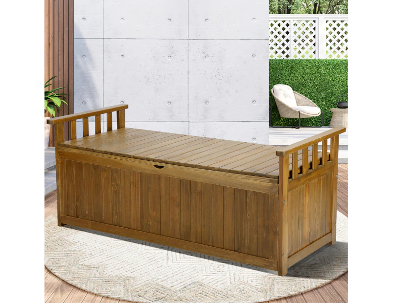 Livsip Outdoor Storage Box Garden Bench Wooden Container Chest Toy Tool Cabinet XL