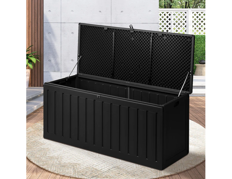 Livsip Outdoor Storage Box Bench 490L Cabinet Container Garden Deck Tool Black