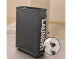 Large Foldable Laundry Washing Clothes Storage Bag Hamper Basket Bin Organiser - Dark Grey