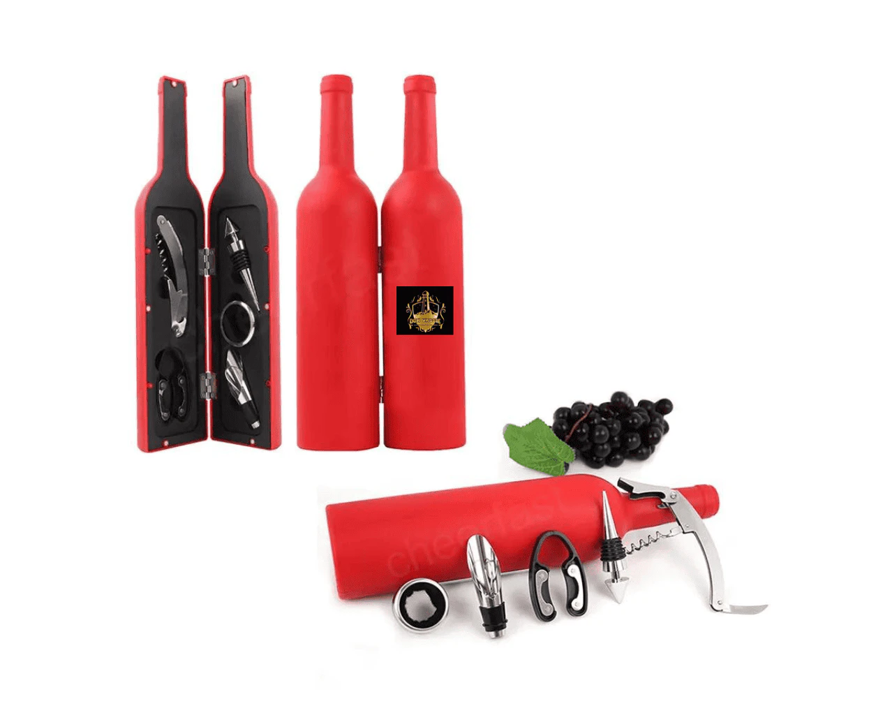 Don Vassie Luxury Wine Accessories Gift Set 5 Pieces - Bottle Shaped