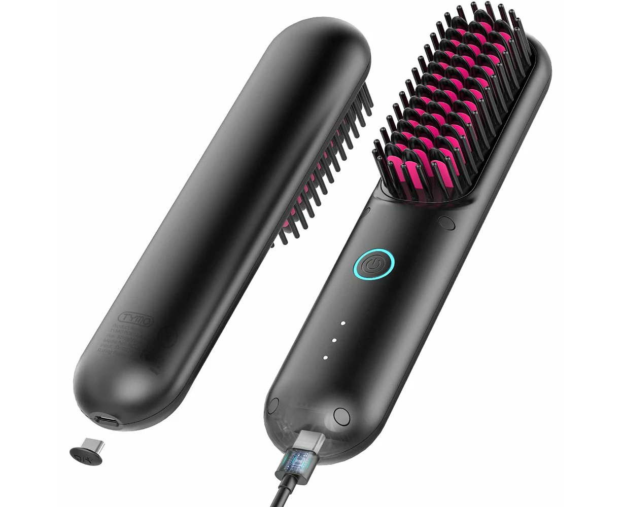 TYMO Cordless Hair Straightener Brush Mini Portable Ionic Hot Straightening Comb