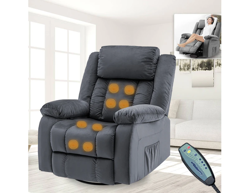 Advwin Recliner Chair Electric Massage Chair 8 Point Heated Massage Armchair Grey