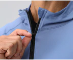 Mens Quick Dry Long Sleeve Sports Jackets Slim-fit Workout Jackets Full Zip Training Running Jackets-Blue