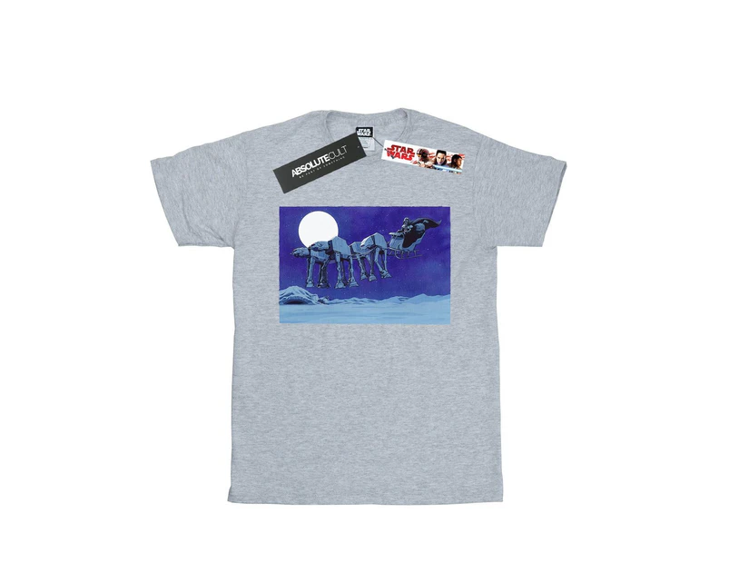 Star Wars Boys Christmas AT-AT Sleigh T-Shirt (Sports Grey) - BI34627