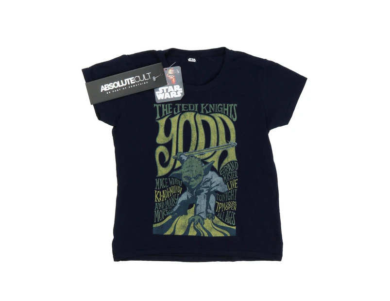 Star Wars Boys Yoda Rock Poster T-Shirt (Deep Navy) - BI34816