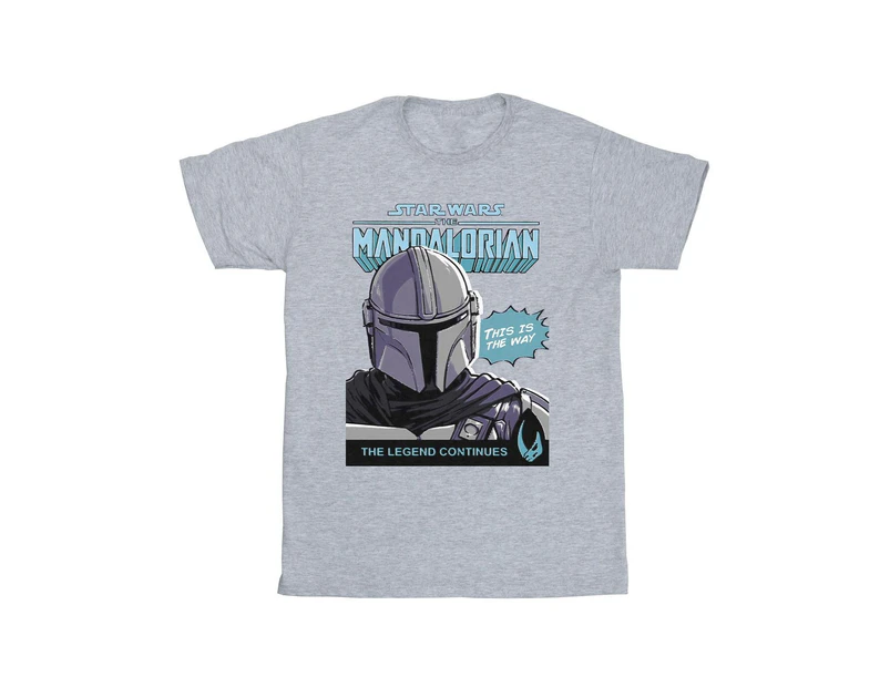 Star Wars The Mandalorian Boys Mando Comic Cover T-Shirt (Sports Grey) - BI37215