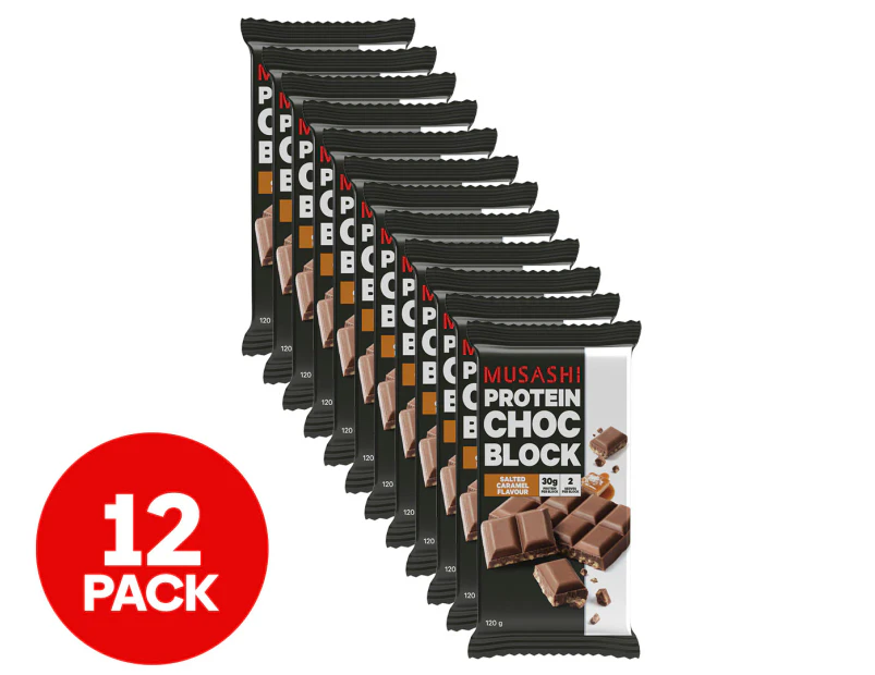 12 x Musashi Protein Choc Block Salted Caramel 120g