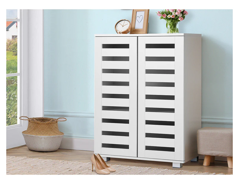 ALFORDSON Shoe Cabinet Organiser Storage Rack Drawer Shelf 21 pairs White