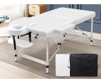 Alfordson Massage Table 2 Fold 55cm Foldable Portable Bed Desk Aluminium Lift Up White