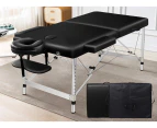 Alfordson Massage Table 2 Fold 55cm Foldable Portable Bed Desk Aluminium Lift Up Black