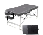 ALFORDSON Massage Table 2 Fold Foldable Portable Bed Desk Aluminium Lift Up 55cm Grey