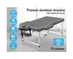 Alfordson Massage Table 2 Fold 55cm Foldable Portable Bed Desk Aluminium Lift Up Grey