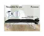 Alfordson Massage Table 2 Fold 75cm Foldable Portable Bed Desk Aluminium Lift Up Black