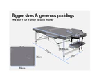 Alfordson Massage Table 2 Fold 75cm Foldable Portable Bed Desk Aluminium Lift Up Grey