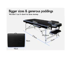 75Cm Massage Table 2 Fold Portable Bed Desk Aluminium Lift Up - Black