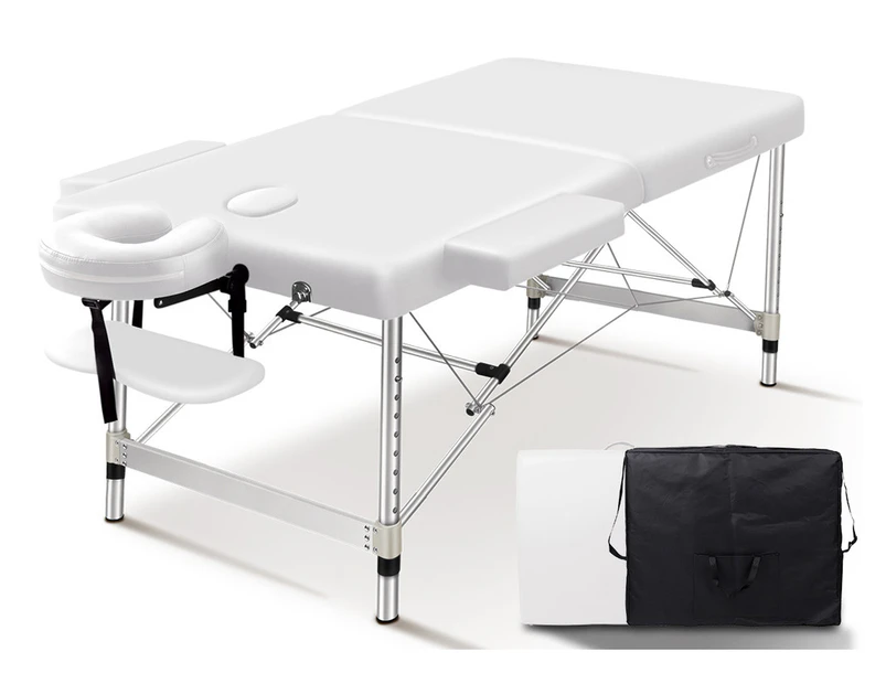 ALFORDSON Massage Table 2 Fold 55cm Portable & Foldable (White)