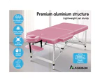 Alfordson Massage Table 2 Fold 75cm Foldable Portable Bed Desk Aluminium Lift Up Pink