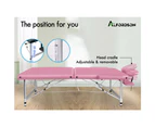 Alfordson Massage Table 2 Fold 75cm Foldable Portable Bed Desk Aluminium Lift Up Pink