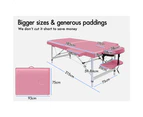 Alfordson Massage Table 2 Fold 75cm Foldable Portable Bed Desk Aluminium Lift Up Pink