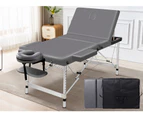 Alfordson Massage Table 3 Fold 75cm Foldable Portable Aluminium Lift Up Bed Desk Grey