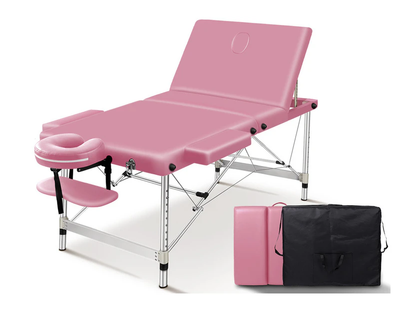 ALFORDSON Massage Table 3 Fold 75cm Portable Lift up (Pink)
