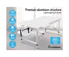 Alfordson Massage Table 2 Fold 75cm Foldable Portable Bed Desk Aluminium Lift Up White