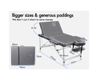 Alfordson Massage Table 3 Fold 75cm Foldable Portable Aluminium Lift Up Bed Desk Grey