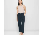 Target Stretch Wide Leg Twill Pants - Blue